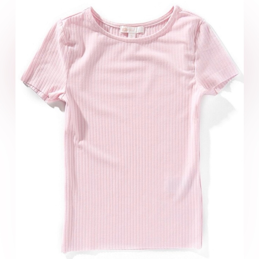 GB Girls Short Sleeve Basic Ribbed Knit T-Shirt
